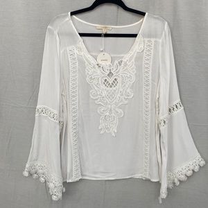 pastel crochet beach style white blouse